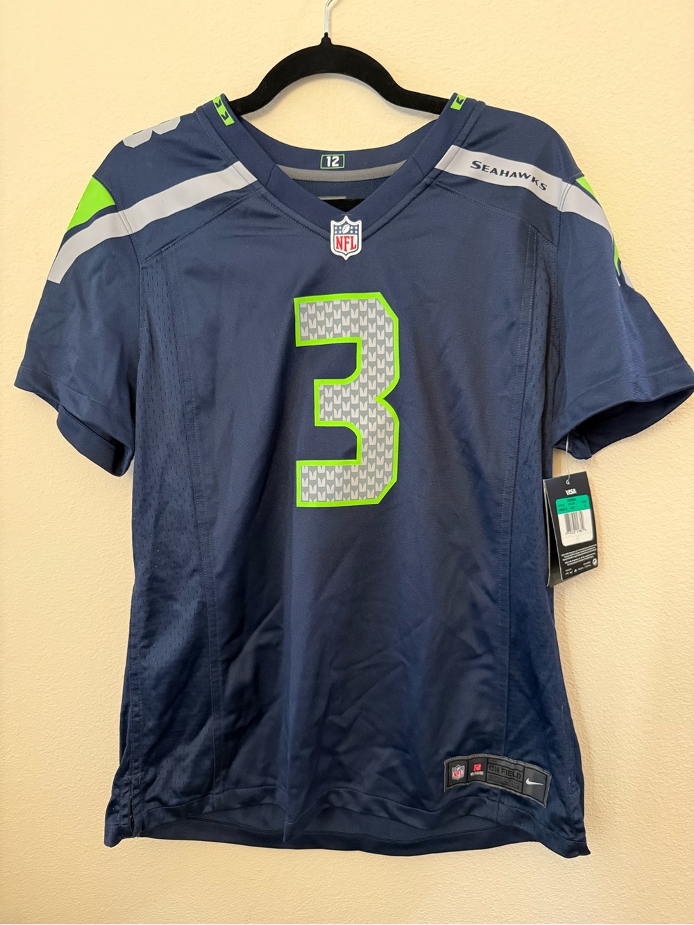 NFL Seattle Seahawks #3 Navy and Neon Green Jersey